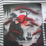 3pcs Frameless Japanese Natural Landscape Canvas Painting Black And Red Posters Vintage Ink Art Wall Prints For Living Room Home