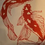 1 poster wall decoration poster wall art vintage red koi poster canvas painting wall art living room office decoration frameless