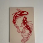 1 poster wall decoration poster wall art vintage red koi poster canvas painting wall art living room office decoration frameless