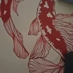 1 poster wall decoration poster wall art vintage red koi poster canvas painting wall art living room office decoration frameless