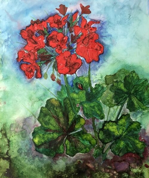 Geraniums : Original Painting