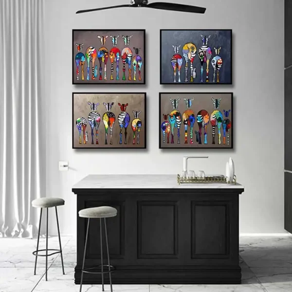 African Animals Art Pictures For Living Room Wall Abstract Zebra Canvas Art Paintings On The Wall Colorful Animals Art Prints