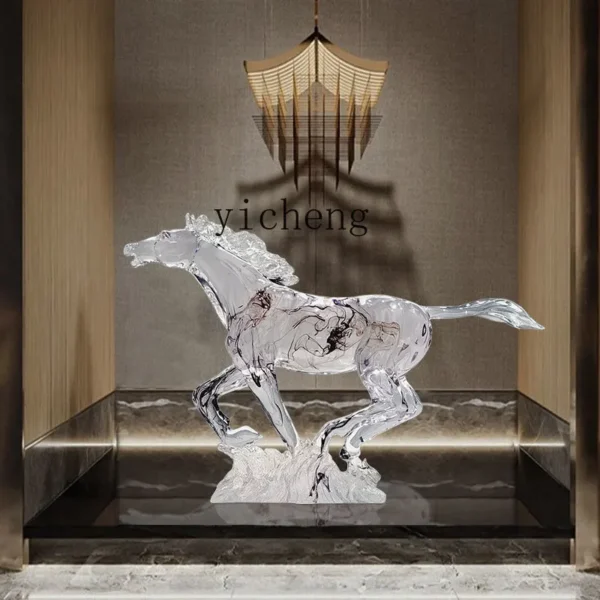 ZC transparent abstract sculpture ornament animal sika deer horse head floor art decoration customization