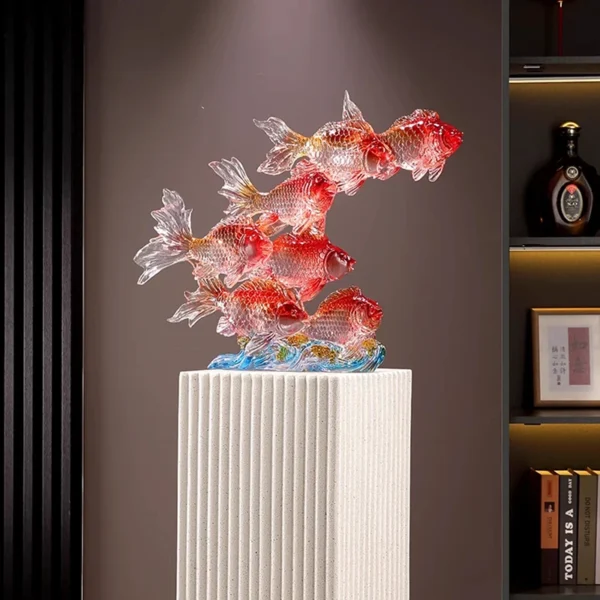 Fish Sculpture Ornament,Transparent Resin Handicrafts,Living Room Desktop Decoration,Luxury Artworks Statues,Nordic Crafts,Gifts