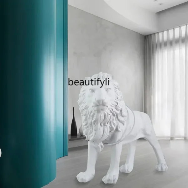 xFRP Lion Animal Sculptured Ornaments Living Room and Hotel Designer Large Creative Art Floor Lamp