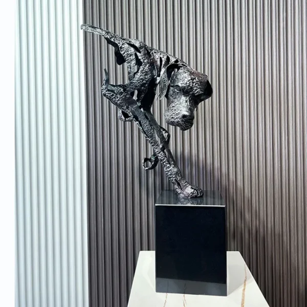 Modern Metal Hollow Dog Head Art Abstract Sculpture Decoration,Luxury Living Room Entrance Hotel Desktop Decoration Customized