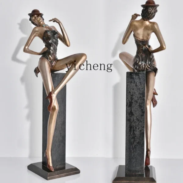 ZC figure sculpture entrance living room TV cabinet floor ornament hotel clubhouse soft decoration
