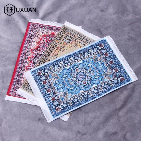 Floral Pattern Mat Mini House Decor Turkish Style Miniature Weaving Rug Dollhouse Carpet Doll Accessories Floor Coverings