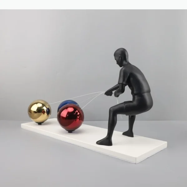 Metal Handicraft Artificial Sculpture Abstract Cartoon Balloon Puller Metal Figurine Room Decoration Accessories
