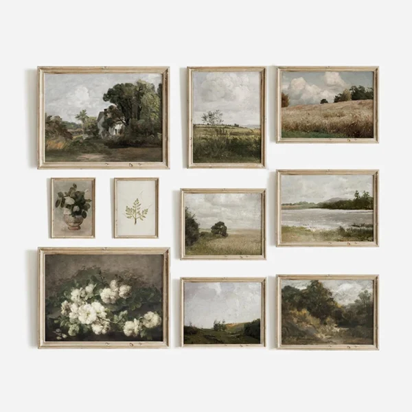 Sky Vase Canvas Painting Wall Art Pictures Vintage Posters and Prints for Living Room Decor American Style Calm Country Field