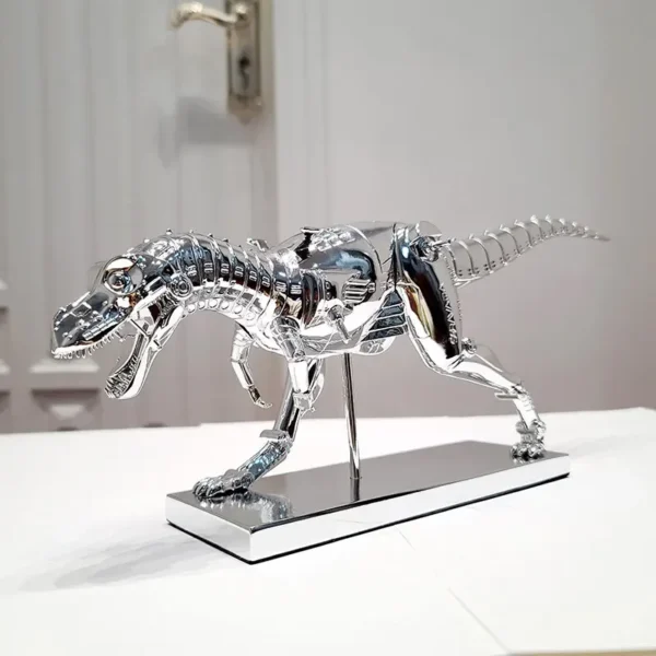 Dinosaur Sculpture, Mechanical Tyrannosaurus Model Artwork, Electroplated Resin Crafts, Nordic Decoration Statue, Luxury Gifts