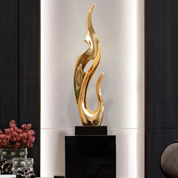 Gold Silver Resin Desktop Decor Abstract Sculpture Living Room Tv Cabinet Furnishings Hotel Lobby Art Electroplating Ornaments