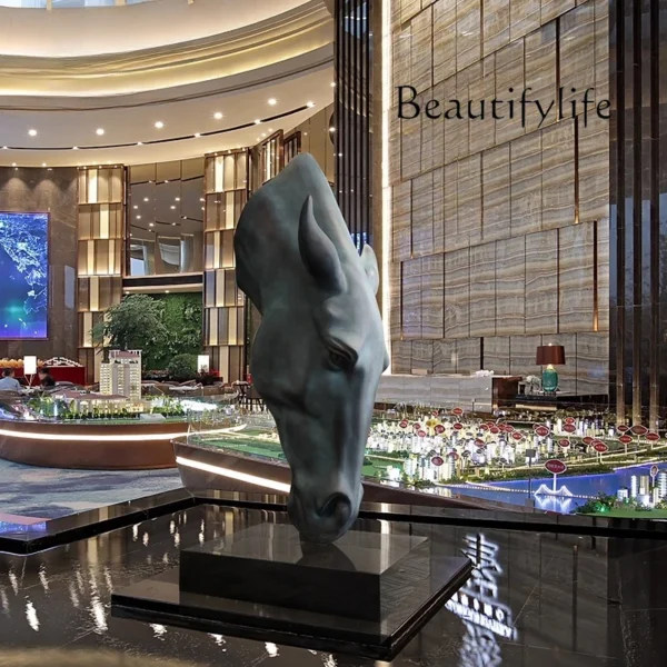 Creative Horse Head Sculpture Ornament Hotel Lobby Nordic Large Art Decoration Sales Office