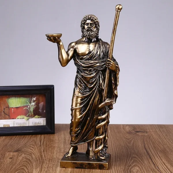 Greek Medical God Sculpture Asclepius Medicine Statue for Home Desktop Decoration Indoor Ornaments Sculptural Home Decor Gift